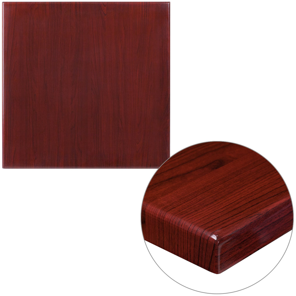 Image of Flash Furniture 24" Square High-Gloss Mahogany Resin Table Top with 2" Thick Drop-Lip