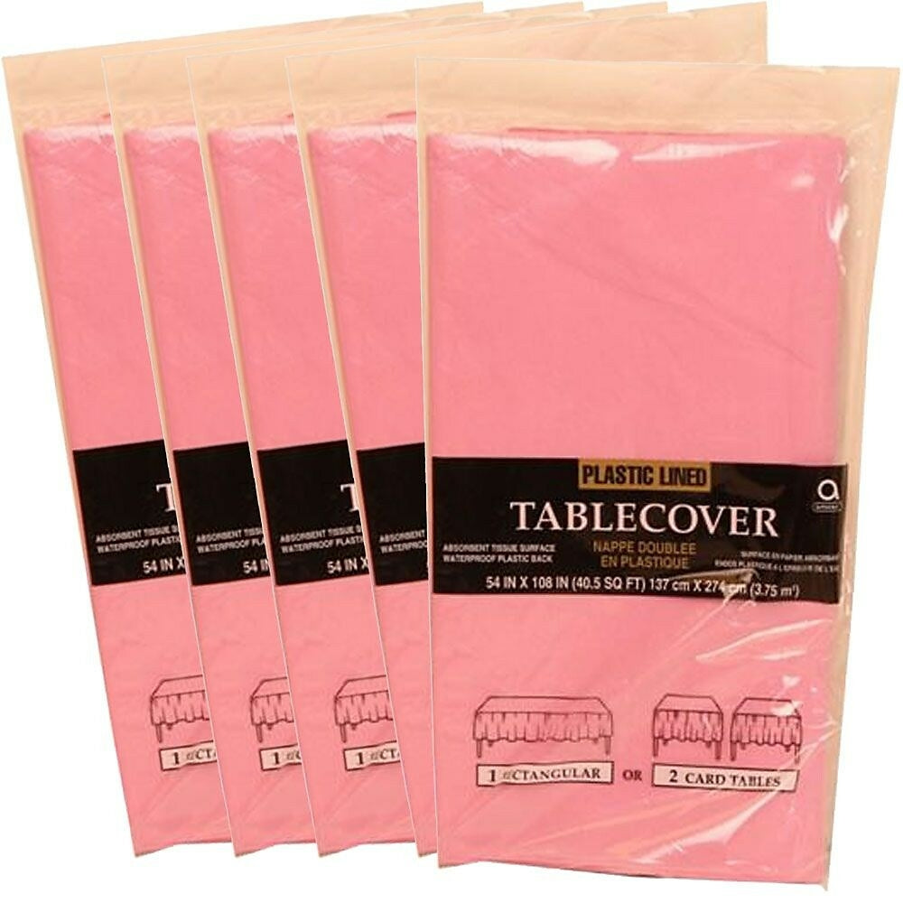 Image of JAM Paper Paper Table Covers, Pink Table Cloths, 5 Pack