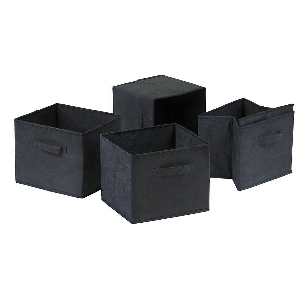 Image of Winsome Capri Foldable Black Fabric Baskets, Black, 4 Pack