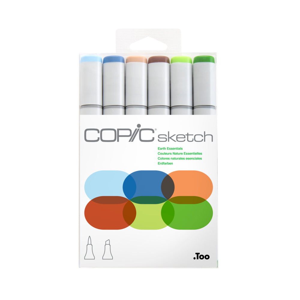 Image of Copic Sketch Dual Tipped Ink Markers - Earth Essentials - Set of 6, Assorted