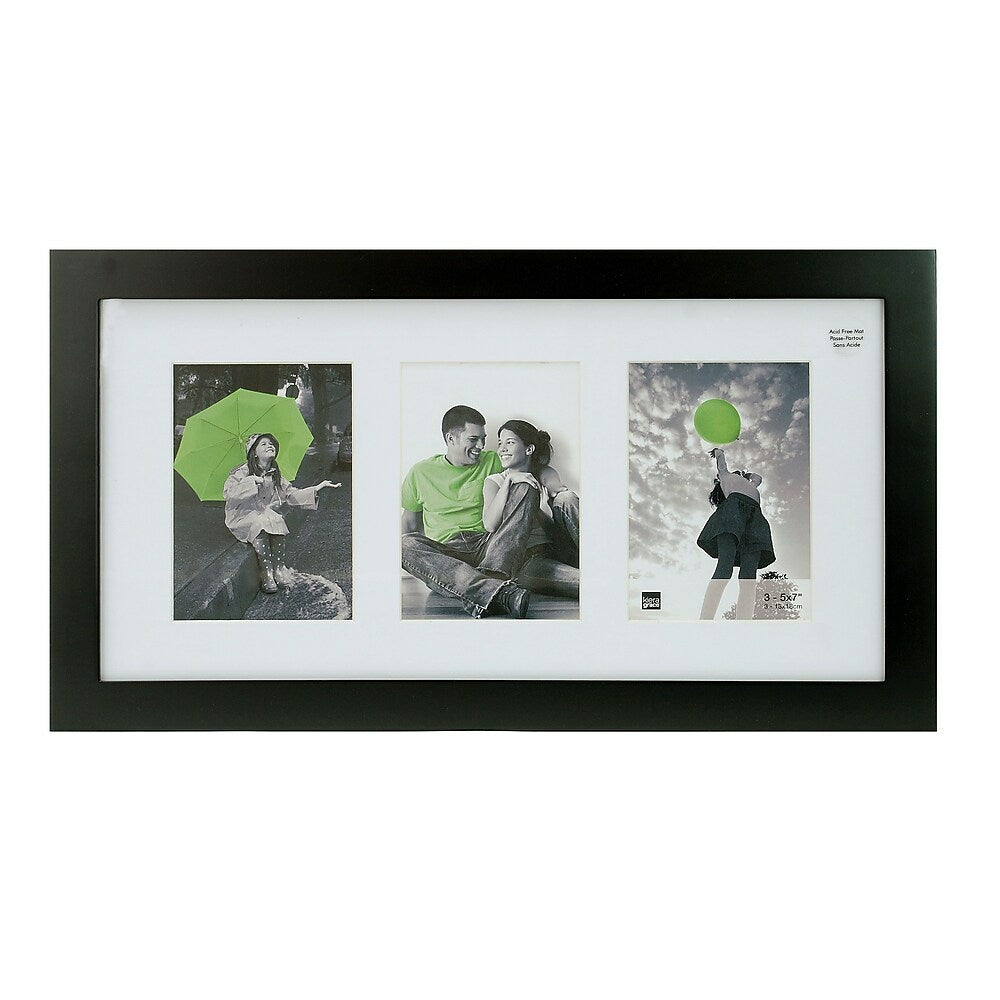 Image of Nexxt Langford Wood 3 Picture Collage Frame, 10" x 20", Black