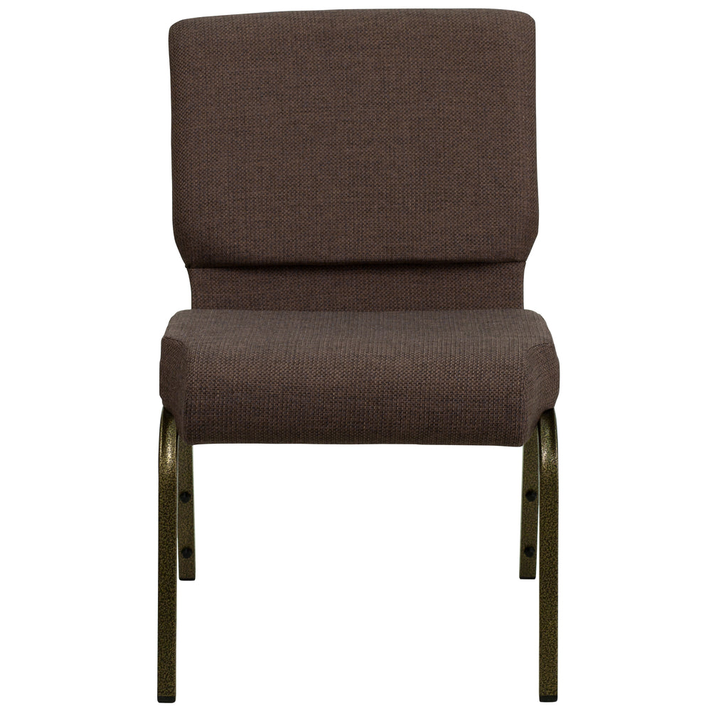 Image of Flash Furniture HERCULES Series 21"W Stacking Church Chair with Gold Vein Frame - Brown