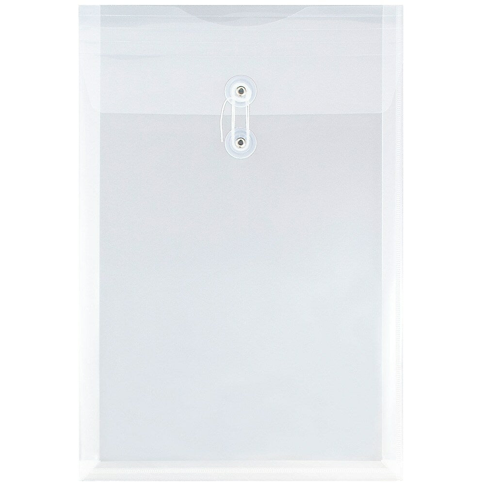 Image of JAM Paper Plastic Envelopes with Button String - Legal Open End - 9.75" x 14.5" - Clear - 12 Pack