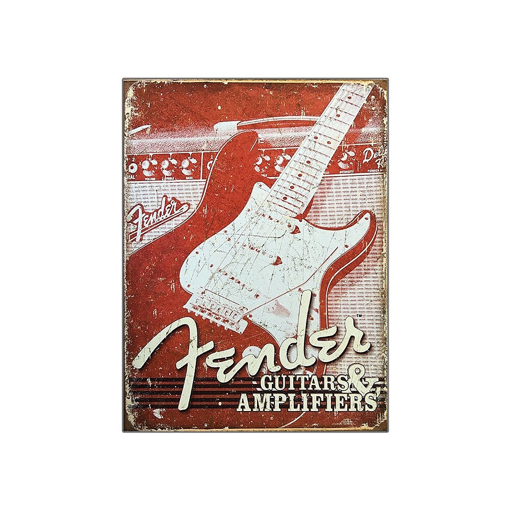 Image of Sign-A-Tology Fender Guitar Vintage Wooden Sign - 12" x 16"