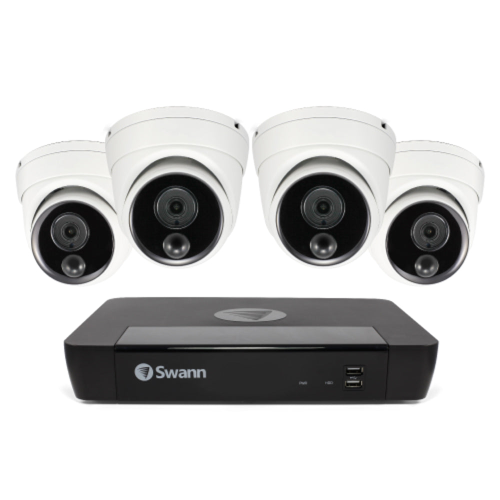 Image of Swann Master 4K UHD 8-Channel 2 TB NVR Security System with 4 4K Dome Cameras - White, Black_White
