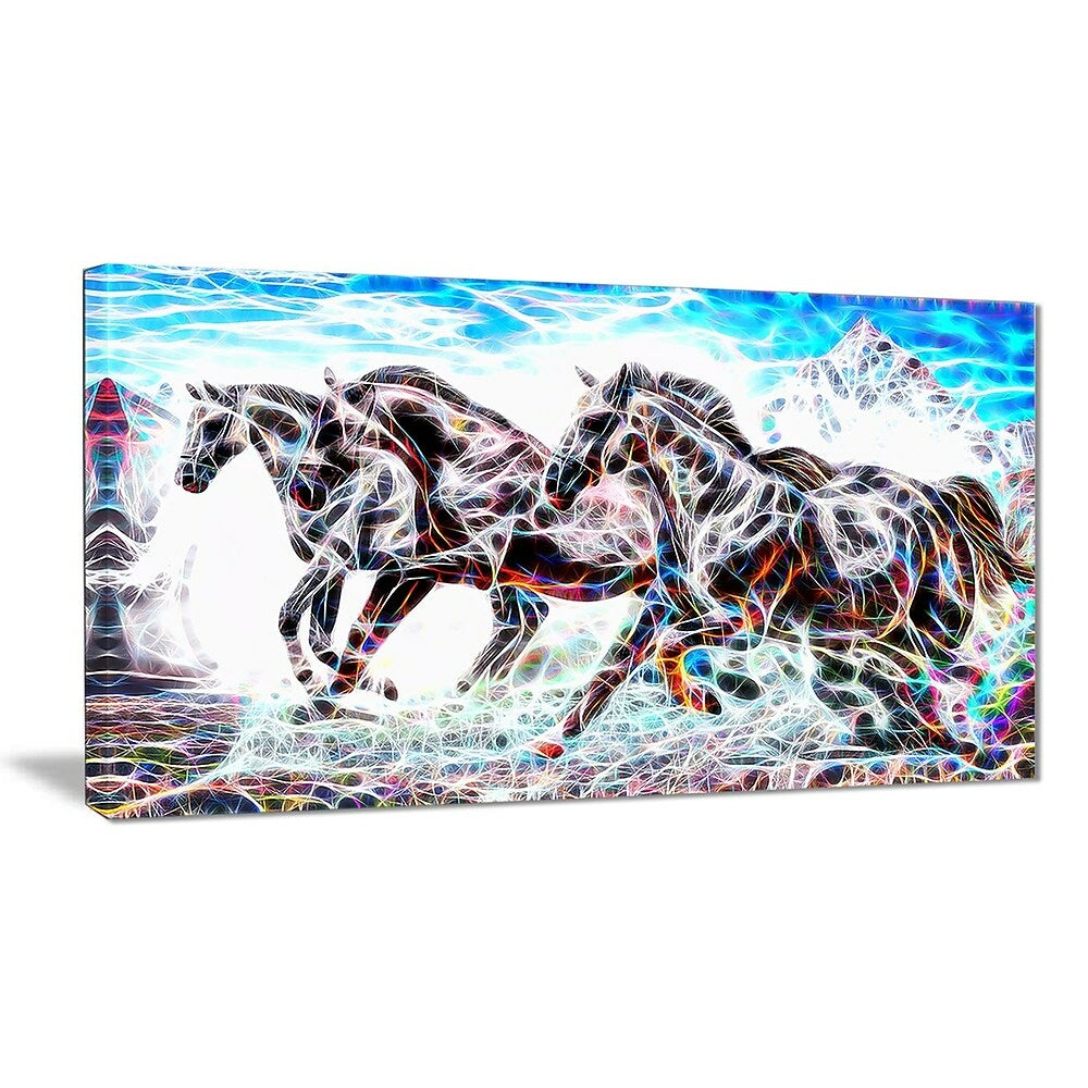 Image of Designart Stampede Horse Animal Art Canvas, Multiple Sizes, (PT2429-32-16)