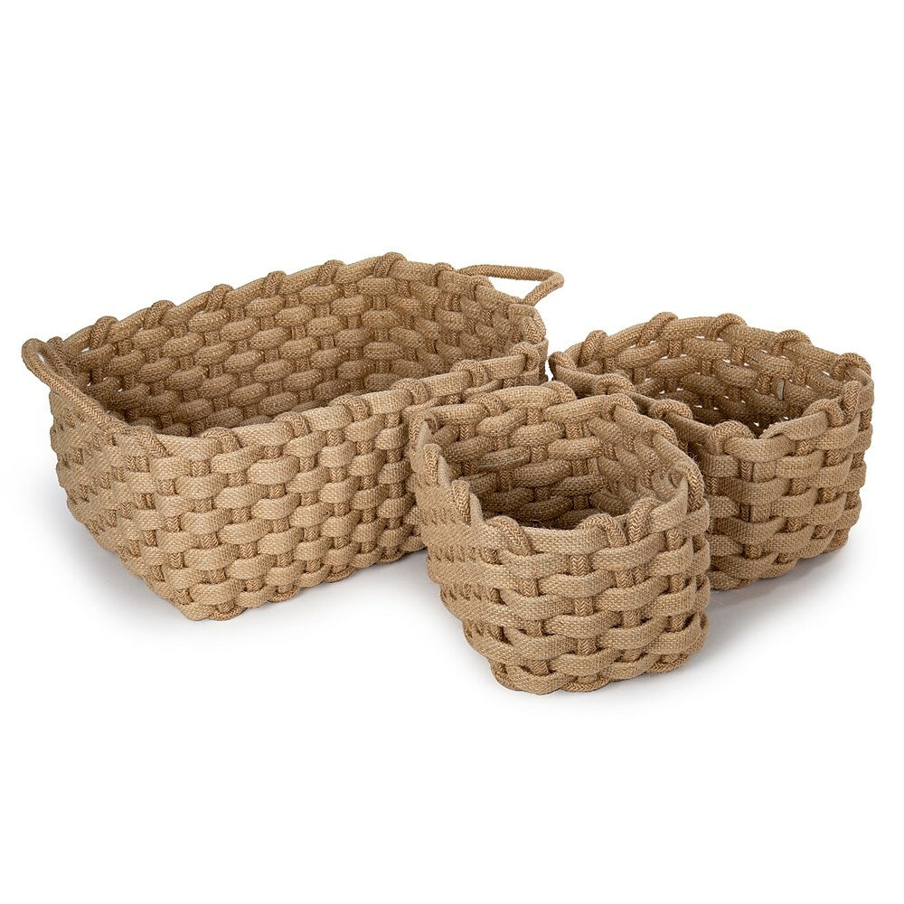 Image of Truu Design Chunky Braided Jute Baskets, Set of 3, 18 x 11 inches, Natural