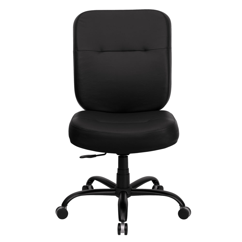 Image of Flash Furniture HERCULES Series Big & Tall Black Leather Executive Swivel Ergonomic Office Chair with Rectangle Back