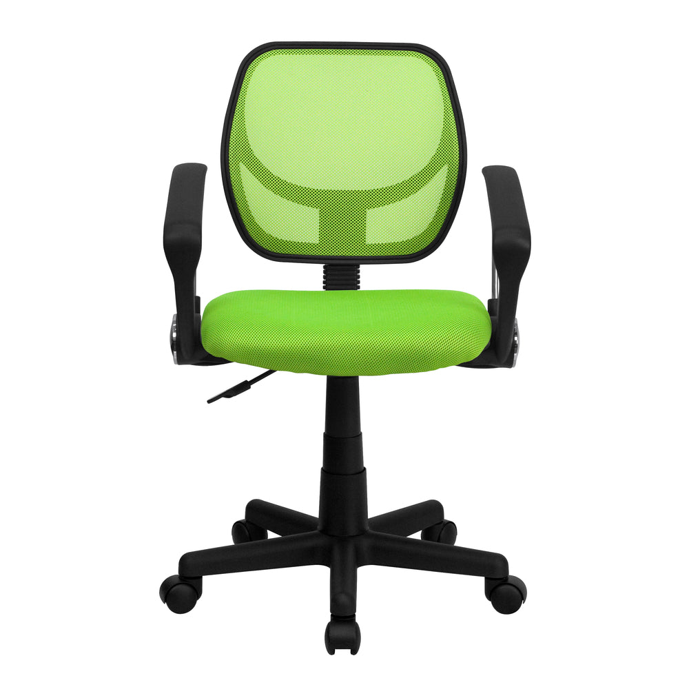 Image of Flash Furniture Mid-Back Mesh Swivel Task Chair with Arms - Green