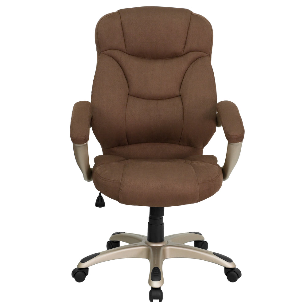 Image of Flash Furniture High Back Microfiber Contemporary Executive Chair with Arms - Brown