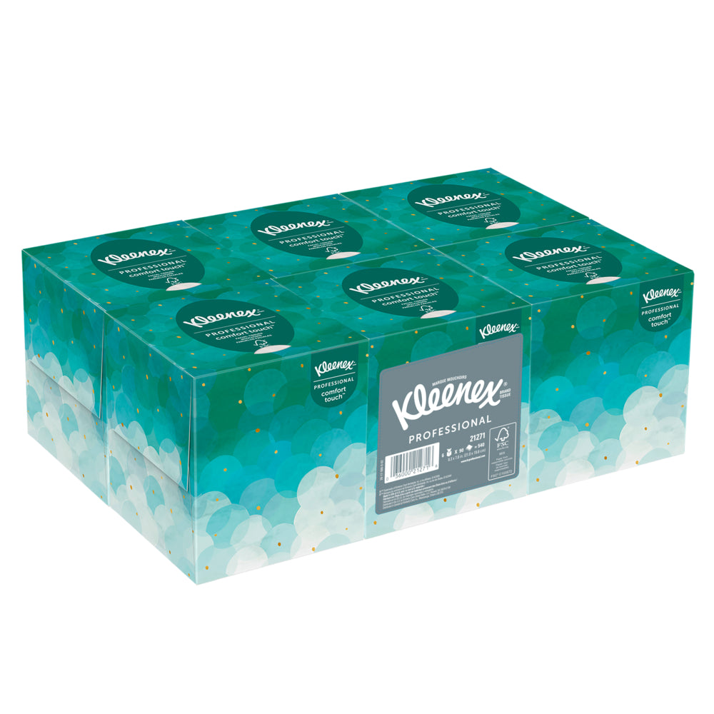 Image of Kleenex Professional Facial Tissue - 2-Ply - Upright Facial Tissue Cube Boxes for Business - White - 6 Pack