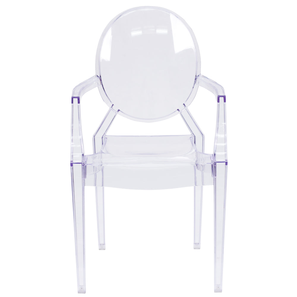 Image of Flash Furniture Ghost Chairs with Arms in Transparent Crystal - 4 Pack, Clear