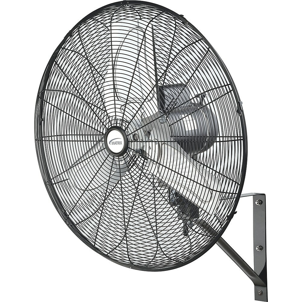 Image of Matrix Industrial Oscillating Wall Fan, Wall Mounted, 24" (EA645), Grey