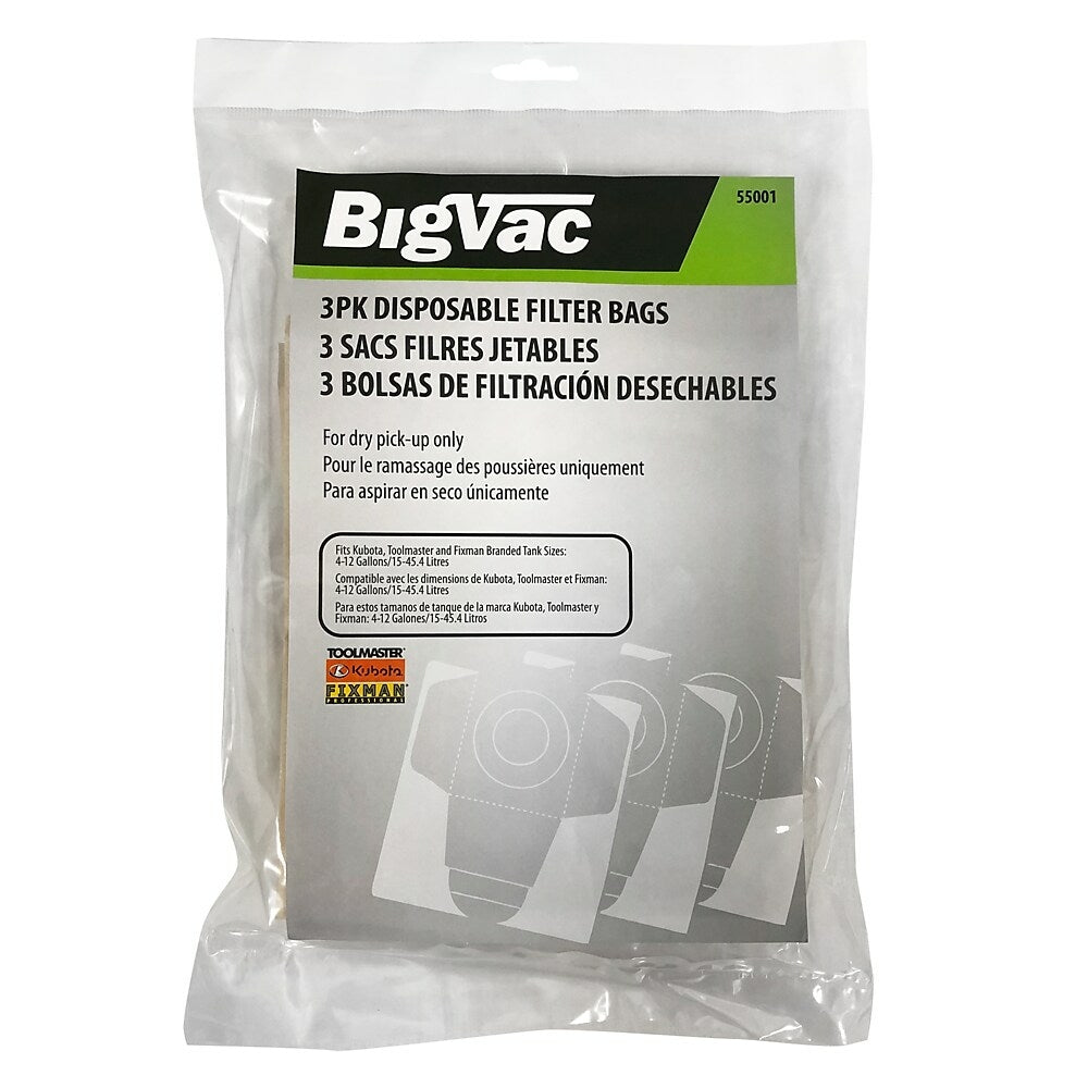 Image of Big Vac Disposable Filter Bags, 4-12 Gal, 3 Pack