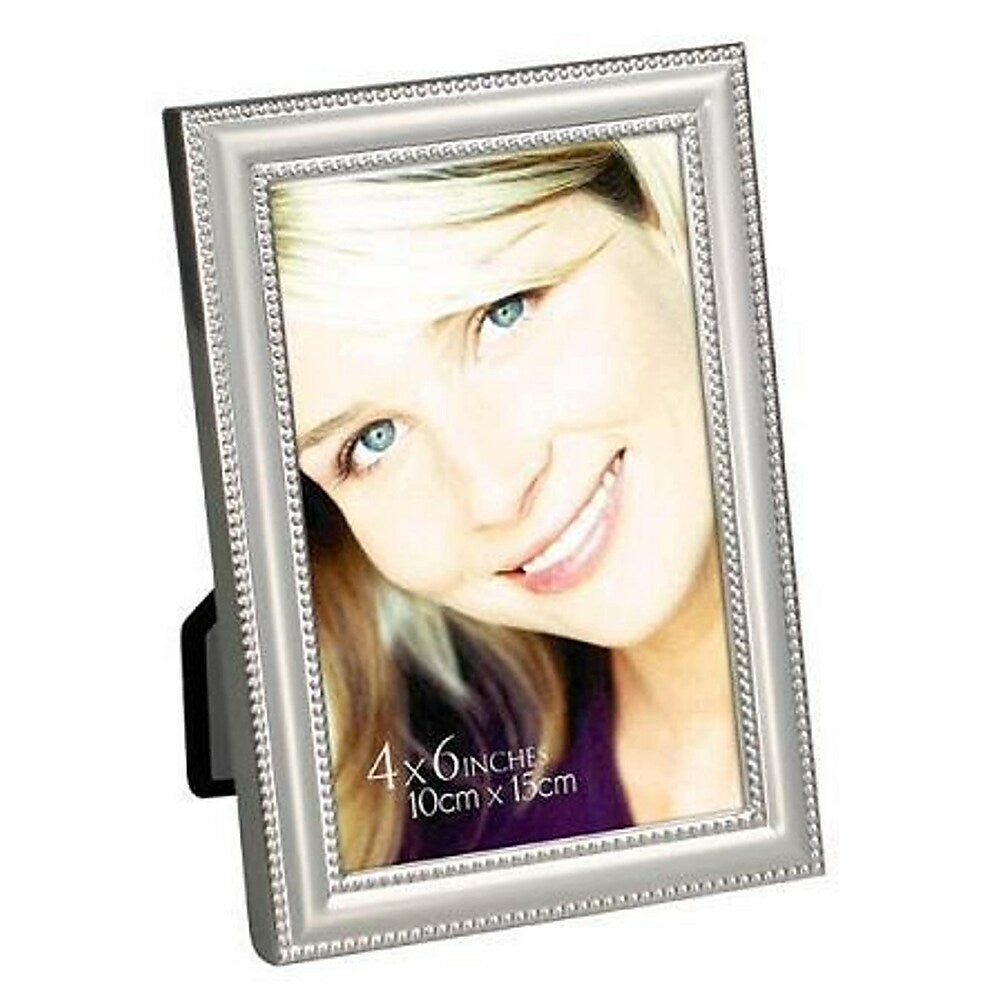 Image of Elegance Katherine 5" x 7" Photo Frame, Beaded Pearl with Silver Aluminium, Grey