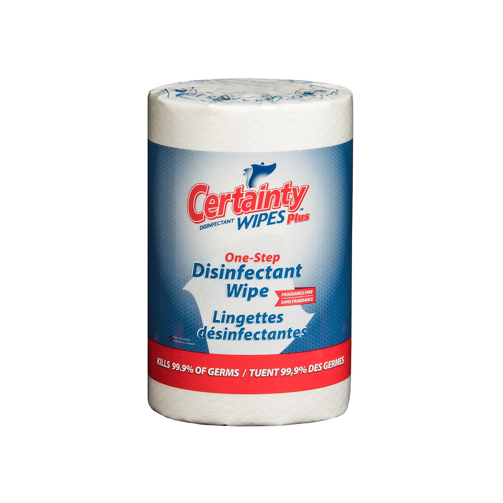 Image of Certainty Plus Disinfectant Wipes - Unscented - 8" x 6" - 400 Wipes Per Roll - 2 Pack