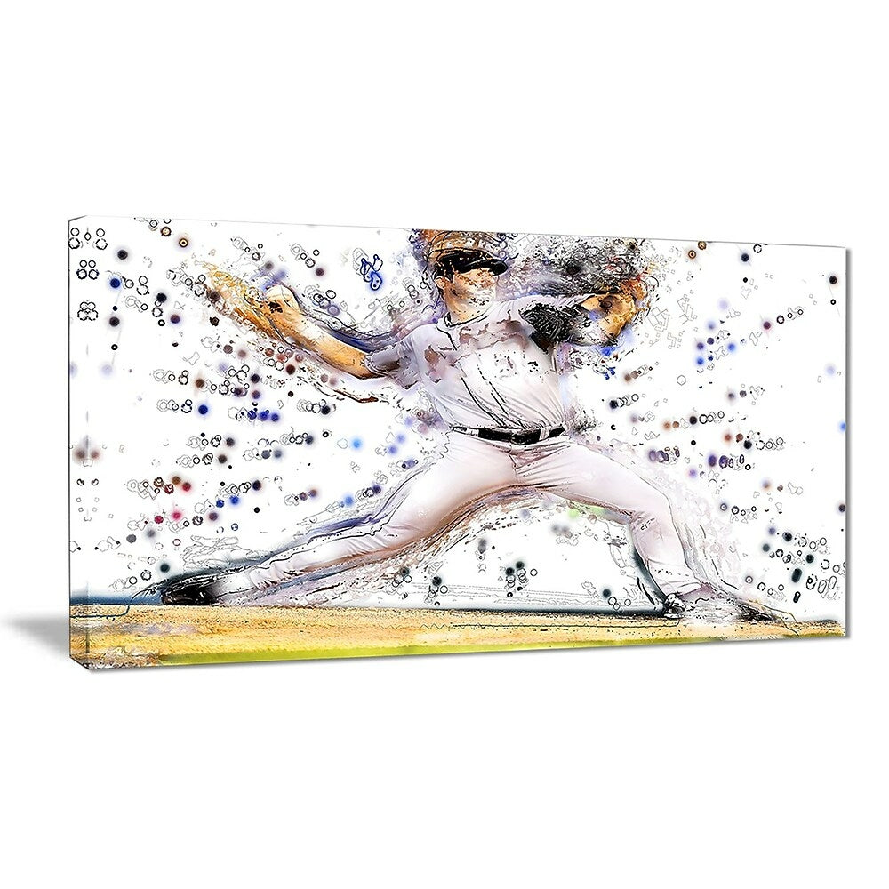 Image of Designart Baseball Pitcher Canvas Art Print, (PT2558-32-16)