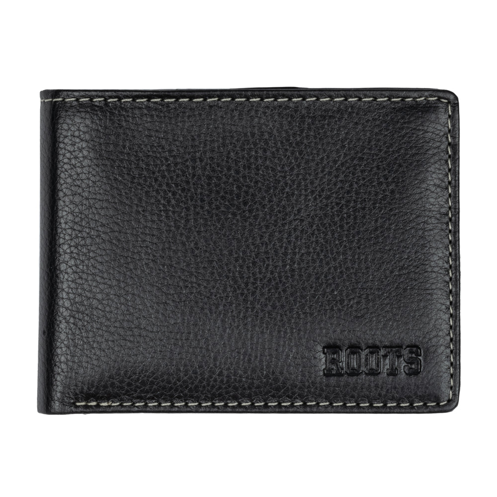 Image of Roots Men's Slim Bifold Wallet with Zipper Pocket - Black