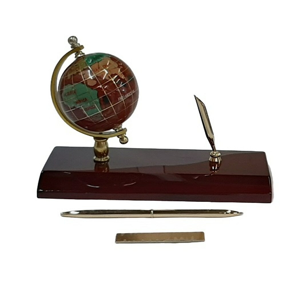 Image of Elegance 3" Gemstone Globe Desk-Top Pen Holder with Pen