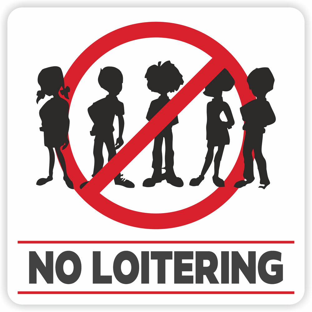 Image of Eddie's Vinyl "No Loitering" Social Distancing Decal - 7.5" x 7.5", White