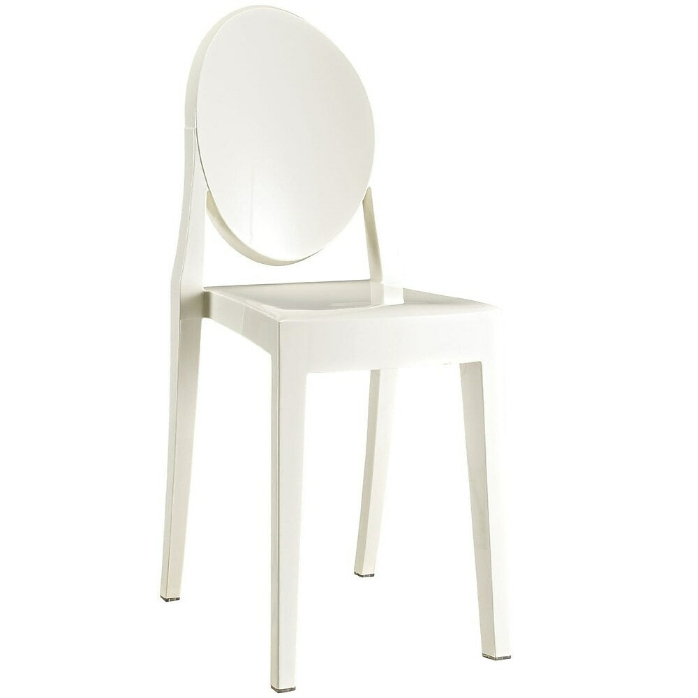 Image of Nicer Furniture Philippe Starck Louis XVI Ghost Side Chair Without Arms-Modern Victoria Dining Chair, White, 4 Pack