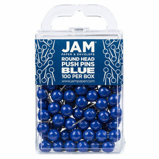 JAM PAPER Colorful Push Pins - Baby Blue Pushpins - 100/Pack