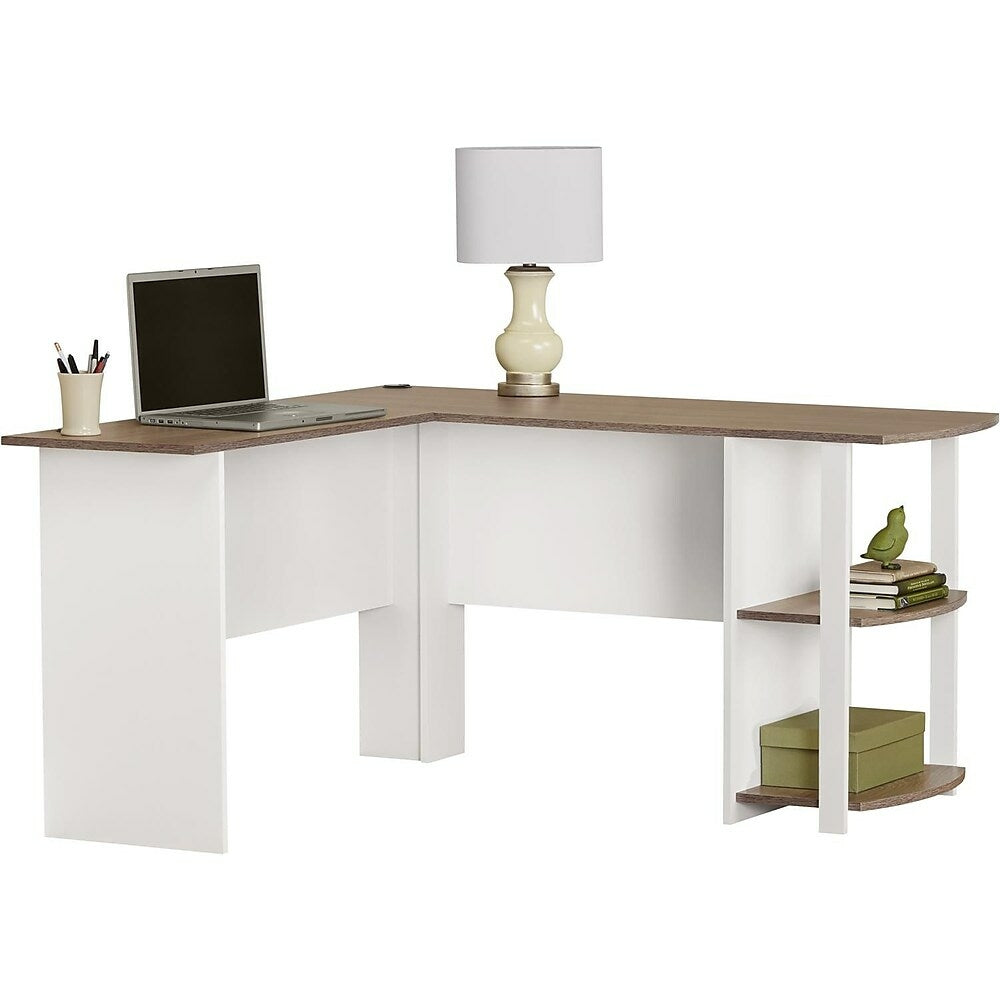 Dorel L Shaped Desk With Side Storage White Sonoma Oak Staples Ca