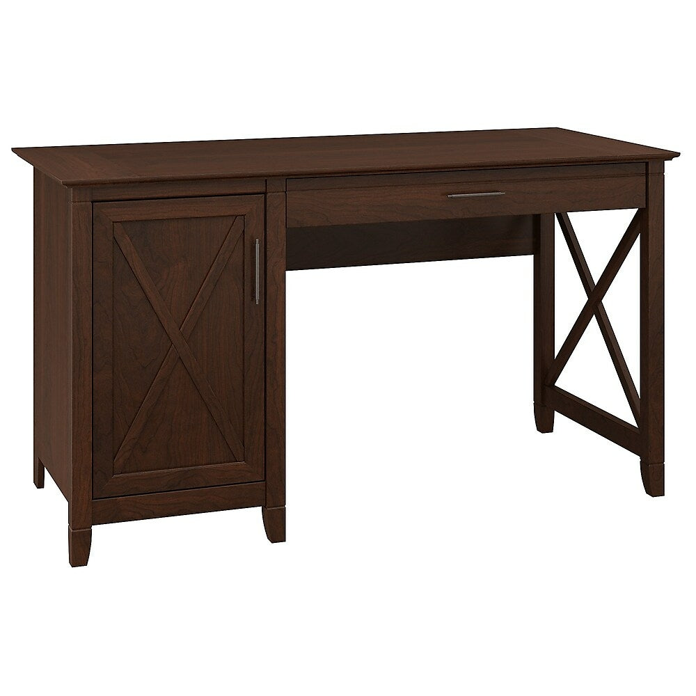 Image of Bush Furniture Key West 54"W Computer Desk with Storage, Bing Cherry (KWD154BC-03), Red