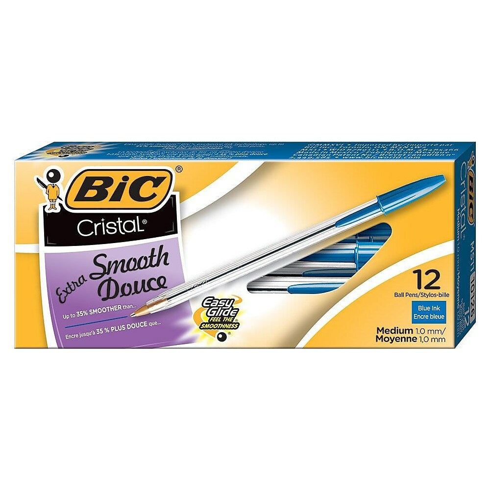 Image of BIC Cristal Ballpoint Stick Pens, 1.0mm, Blue, 12 Pack