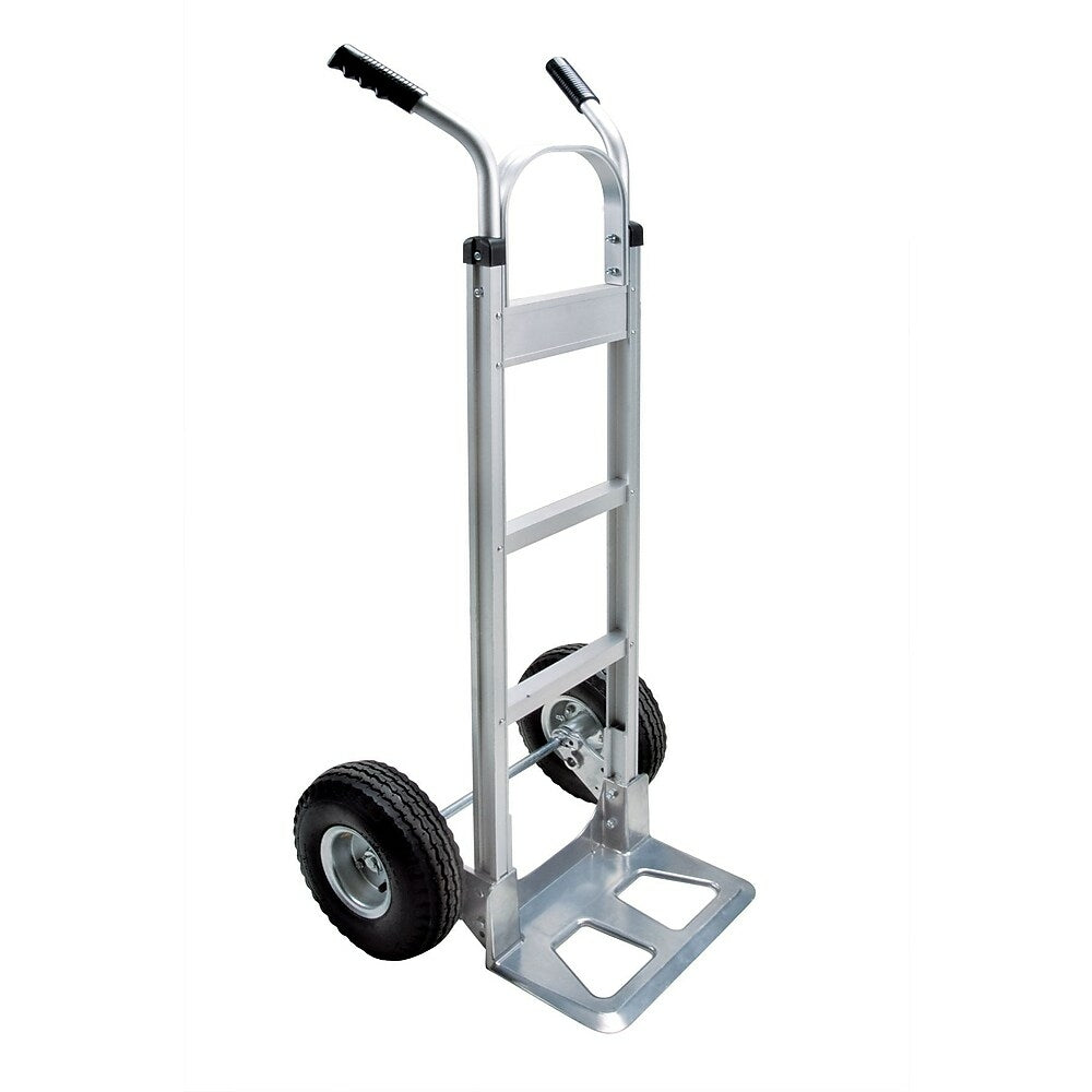 Image of Kleton Aluminum Hand Trucks, Double Grip Handle, 14"W. x 7-1/2" D Plate, 10" Pneumatic Wheels