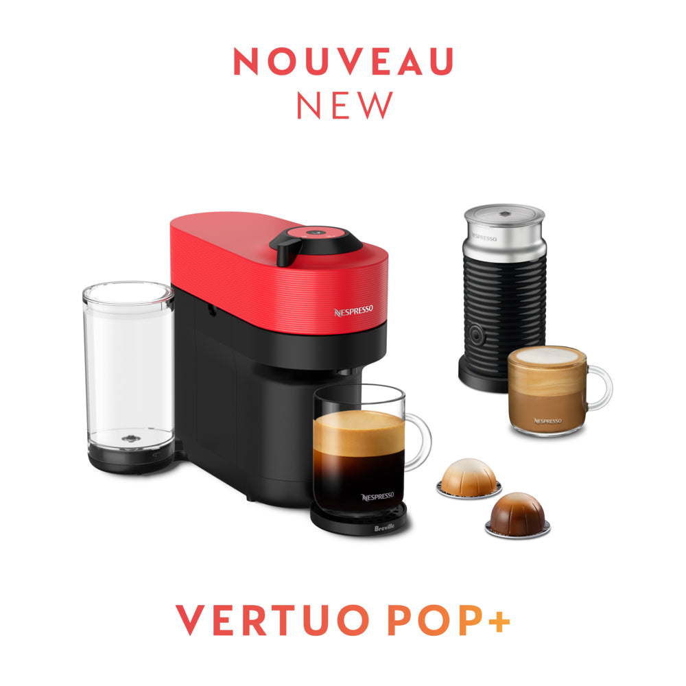 Image of Nespresso Vertuo Pop+ Coffee Pod Machine by Breville with Aeroccino - Spicy Red