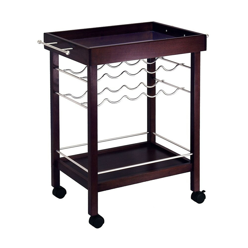 Image of Winsome Bar Cart, Mirror Top, wine rack, Espresso