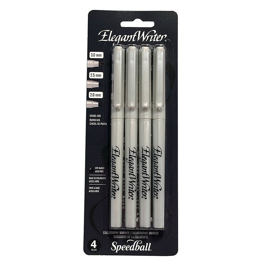 Image of Speedball Elegant Writer Calligraphy Pen Set, Black, Assorted Nibs, 4 Pack