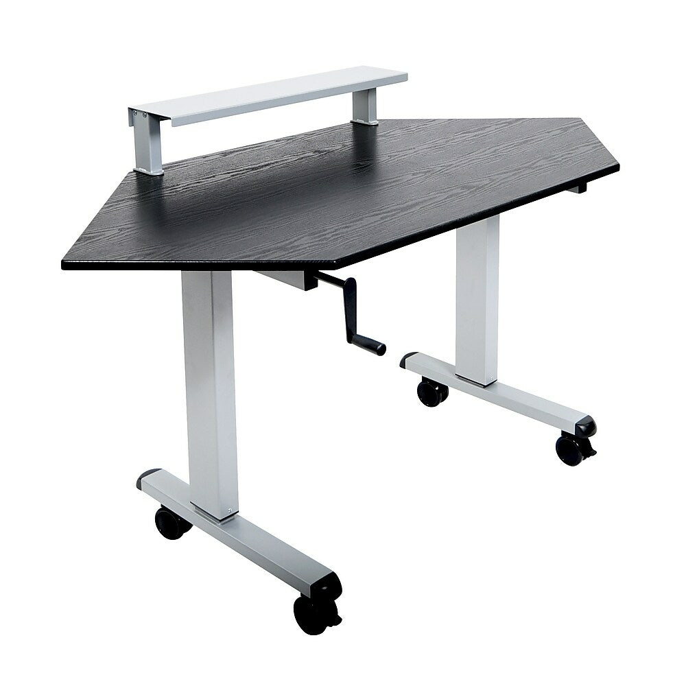 Image of Luxor 60" Stand Up Corner Desk Desk, Crank, Black, (STANDUP-CCF60-B)