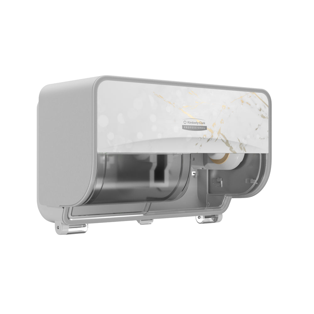 Image of Kimberly-Clark Professional ICON Coreless Standard Roll Toilet Paper Dispenser 2 Roll Horizontal-Cherry Blossom Design Faceplate