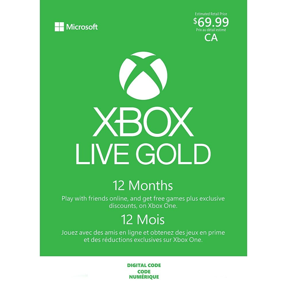 xbox one live gold 12 month