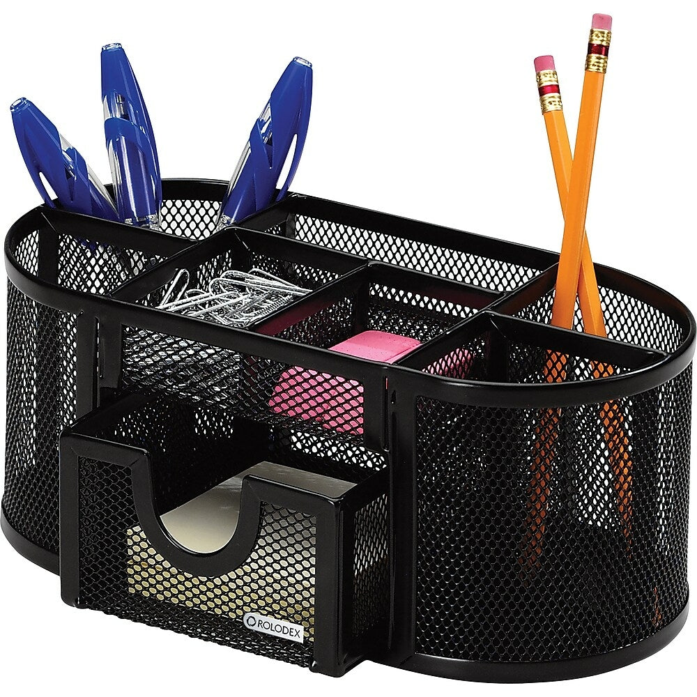 Image of Rolodex Metal Mesh Oval Supply Caddy, Black