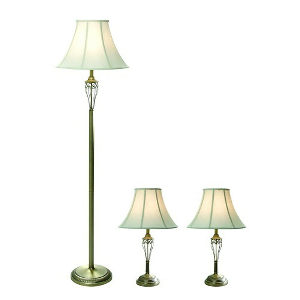 Image of Elegant Designs Table and Floor Lamp Set, Antique Brass Finish