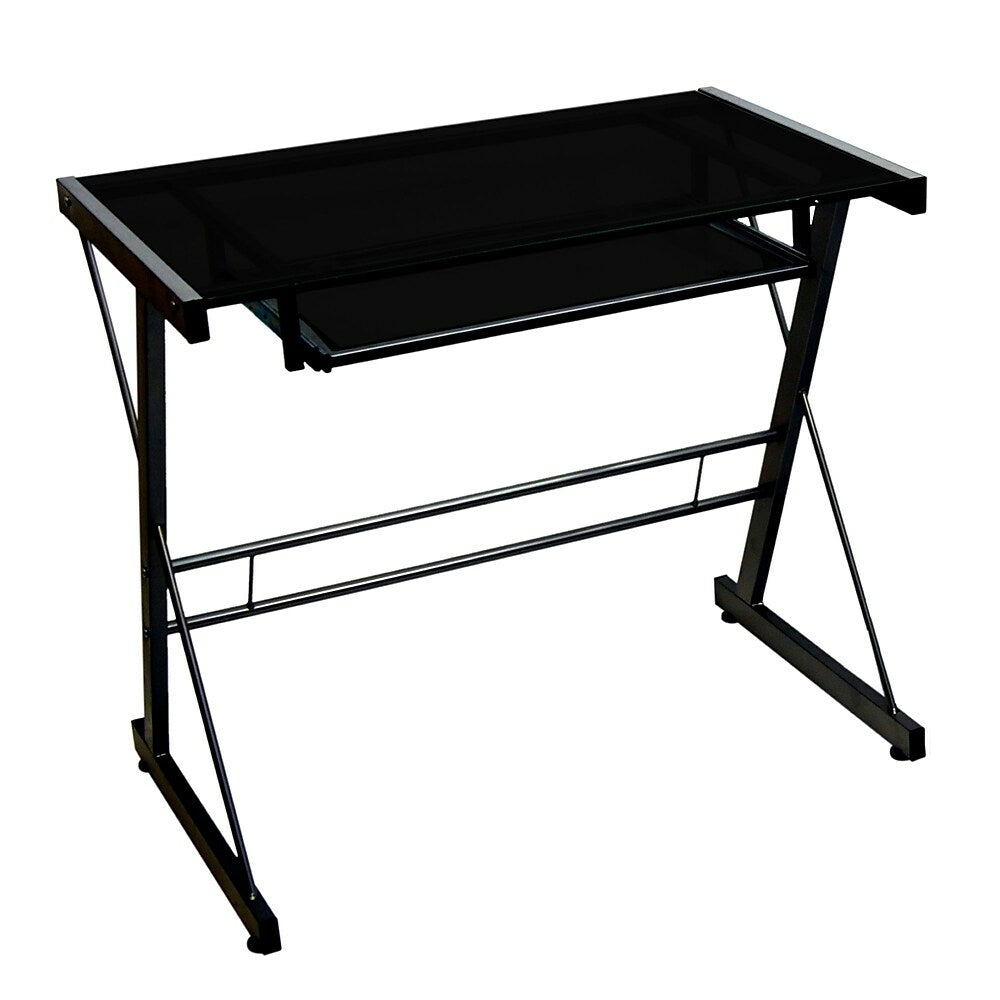 Image of Walker Edison Glass Solo Computer Desk - Black