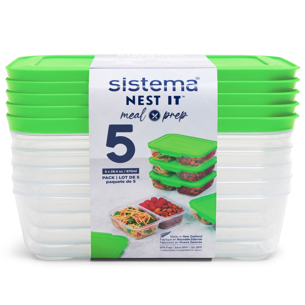 Image of Sistema Nest It Meal Prep Set - 870ml - 5 Pack, Multicolour