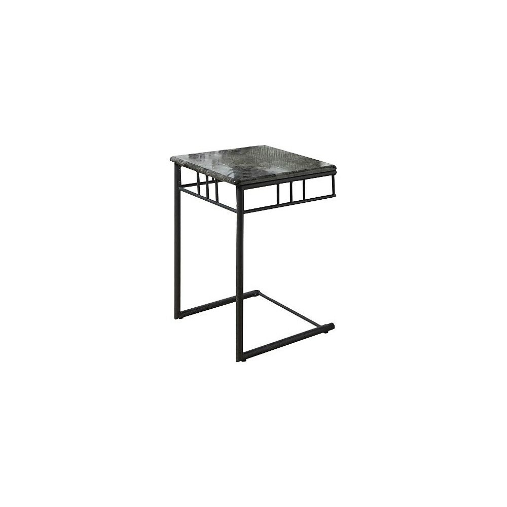 Image of Monarch Specialties - 3063 Accent Table - C-shaped - End - Side - Snack - Living Room - Bedroom - Metal - Grey Marble Look