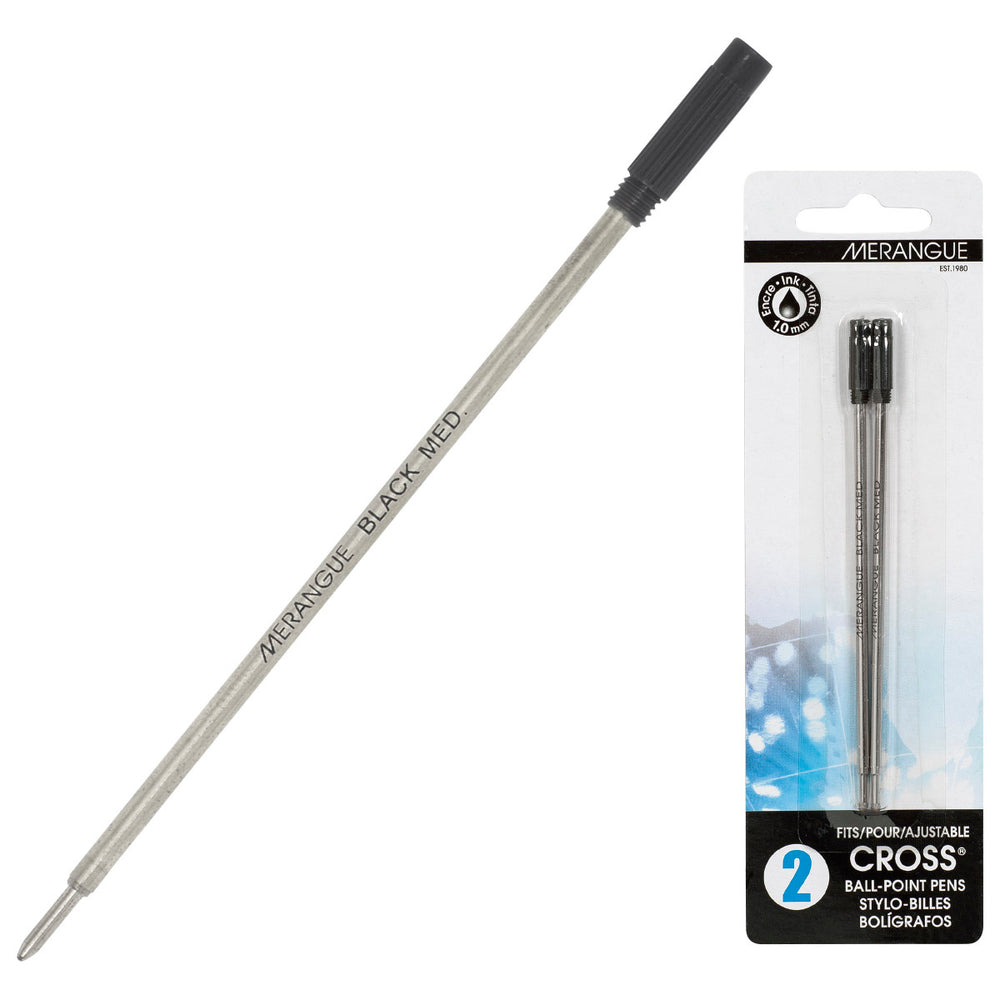 Image of Merangue Cross Ballpoint Pen Refills - Medium Point - Black Ink - 2 Pack