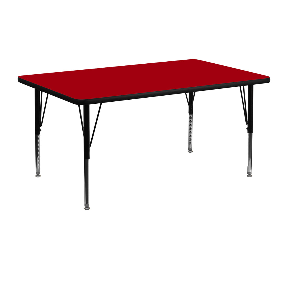 Image of Flash Furniture 24"W x 48"L Rectangular Red Thermal Laminate Activity Table - Height Adjustable Short Legs