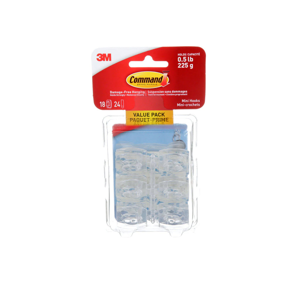 Image of Command Mini Clear Hooks with Clear Strips - 18 Pack
