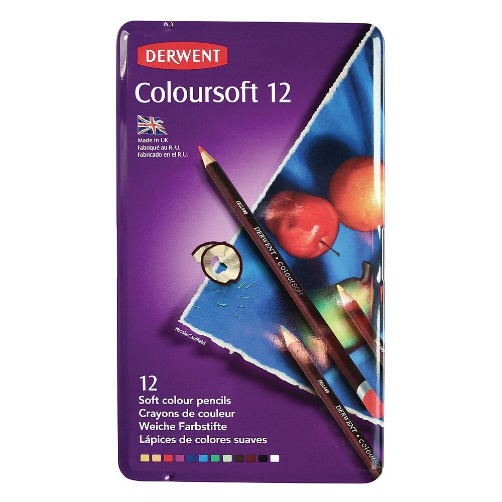 Image of Derwent Coloursoft Pencils Colour Tin - 12 Tin