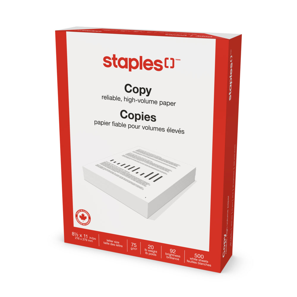 Image of Staples Copy Paper - 20 lb. - 8.5" x 11" - White - 500 Sheets