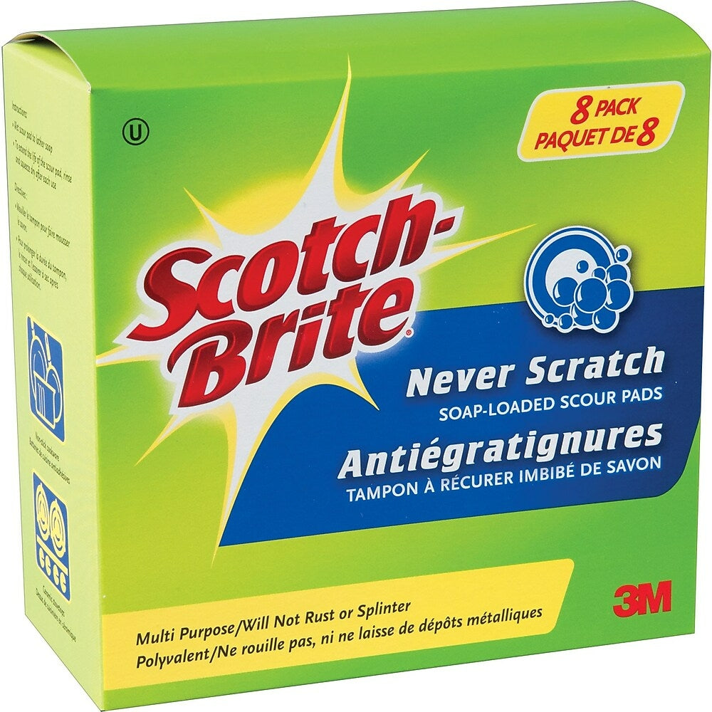 Image of Scotch-Brite Never Scratch Soap-Loaded Scour Pads, 8-Pack, 8 Pack