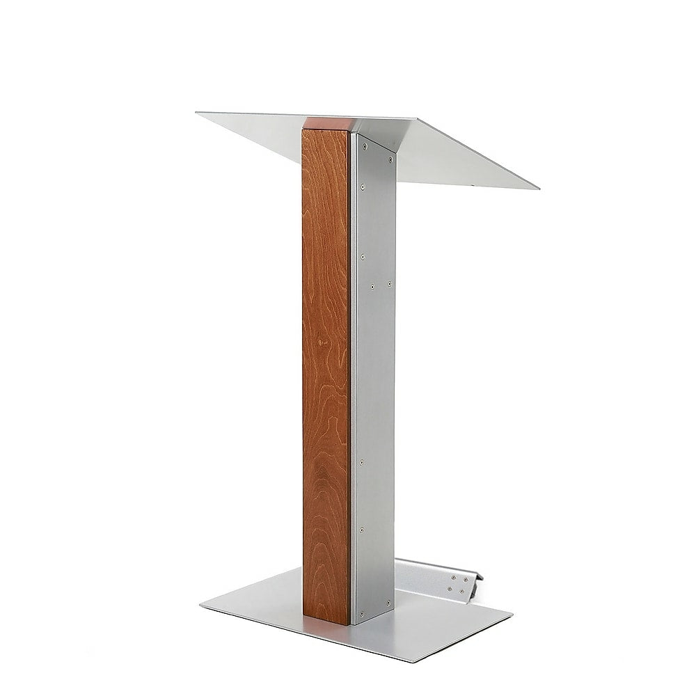 Image of Urbann Y5 Lectern With Wheels - Whisky Wood - Aluminum Grey, Brown