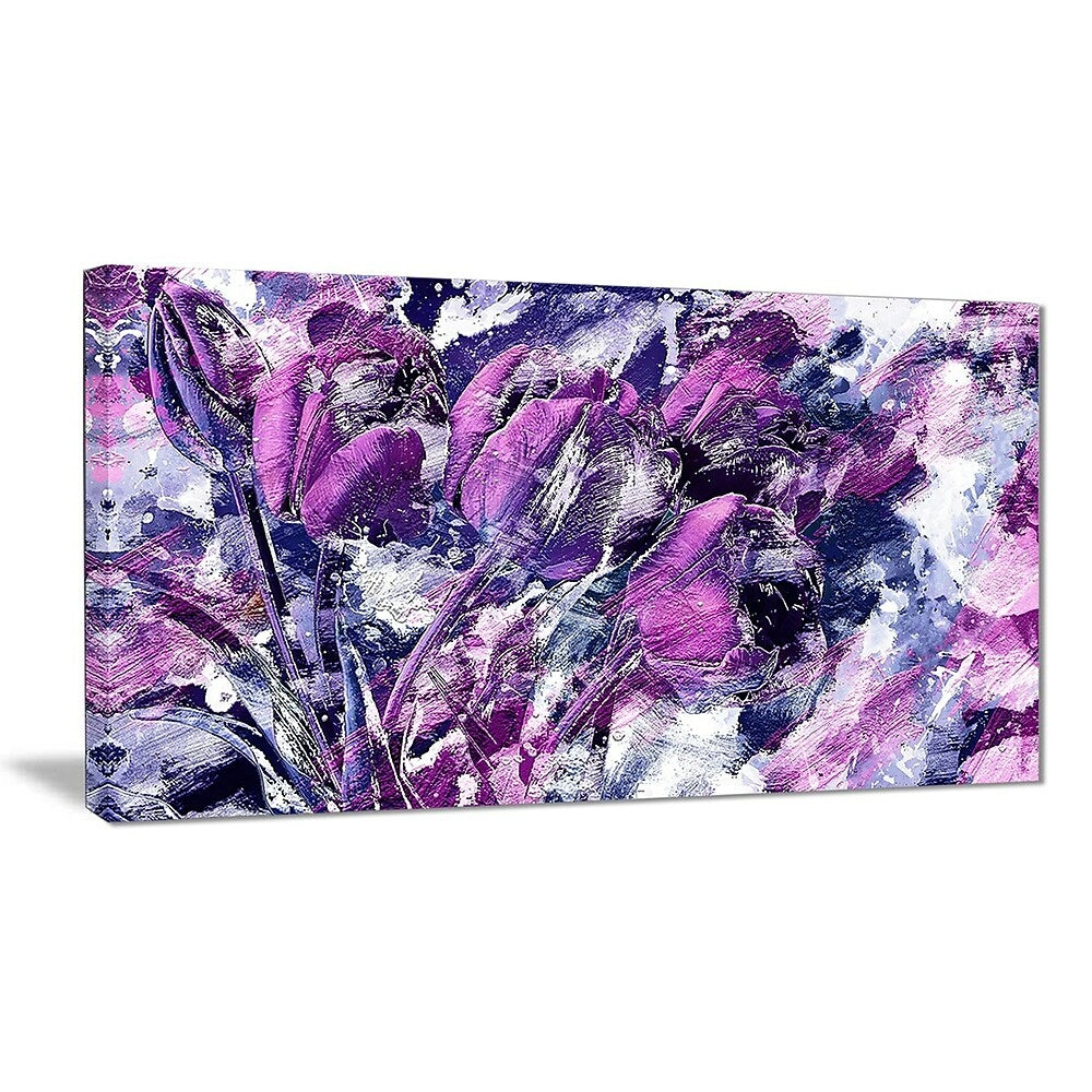 Image of Designart Shades of Purple Flowers Canvas Art Print, (PT3431-32-16)