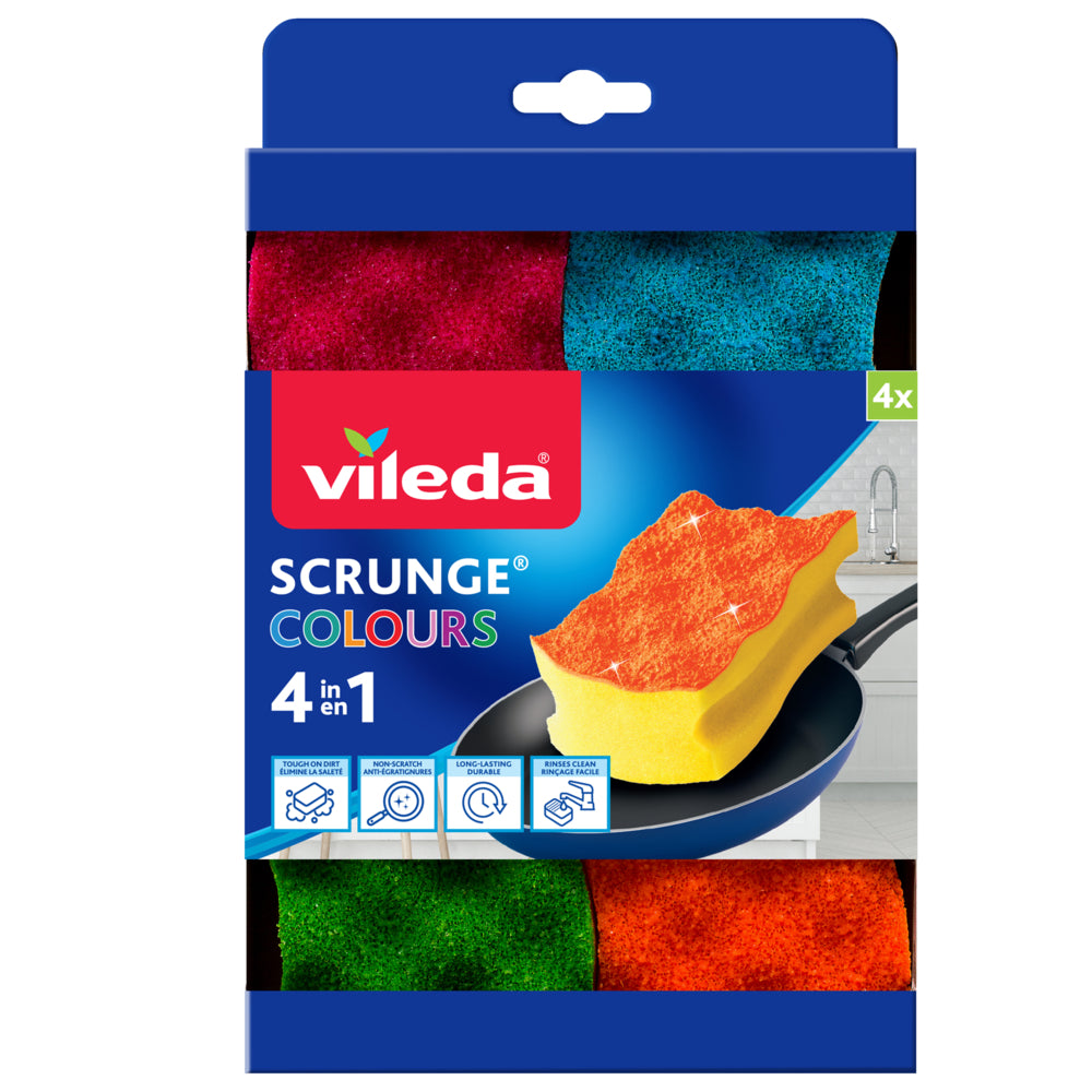 Image of Vileda Scrunge Colours Scrub Sponge - 4 Pack